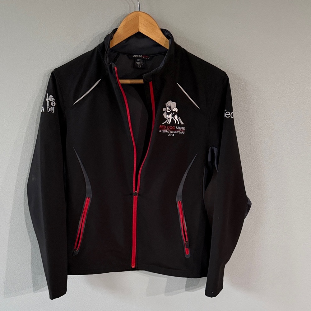 Red Dog Mine Black Softshell Jacket with Red Accents